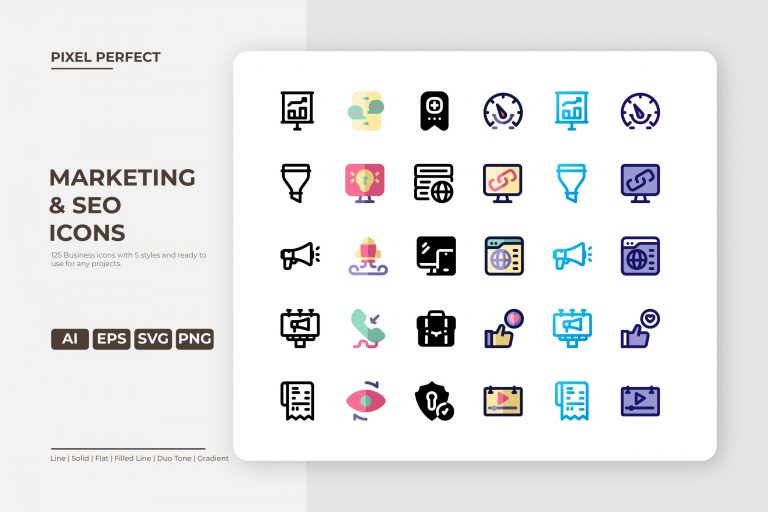 Preview image of 5 Styles Business, Marketing & SEO Icon Set