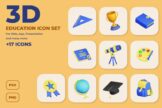 Last preview image of Education and School 3D Icon Set