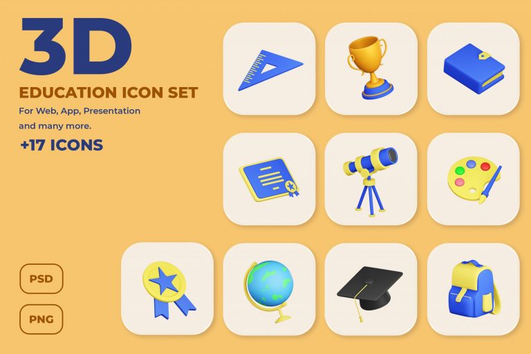 Preview image of Education and School 3D Icon Set