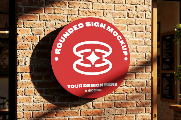 Preview image of Round Signboard Mockup Free