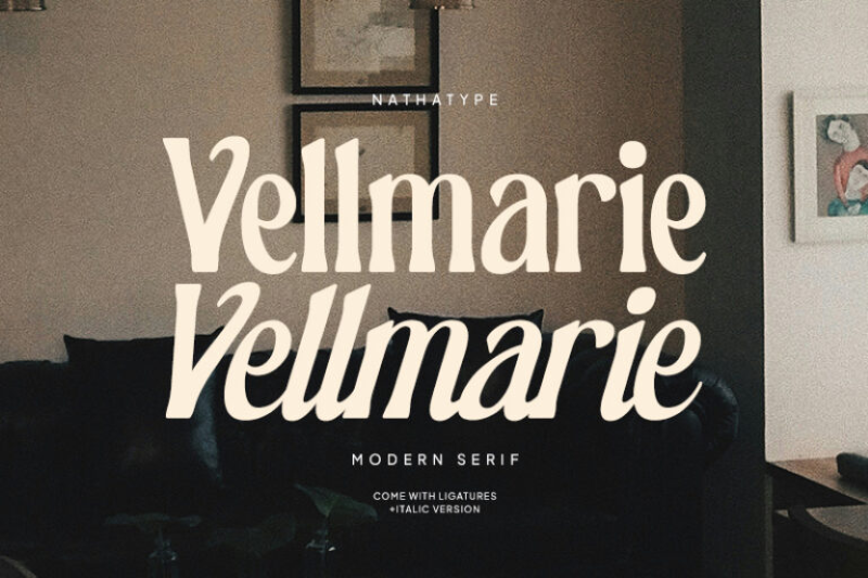 contemporary display font: Vellmarie